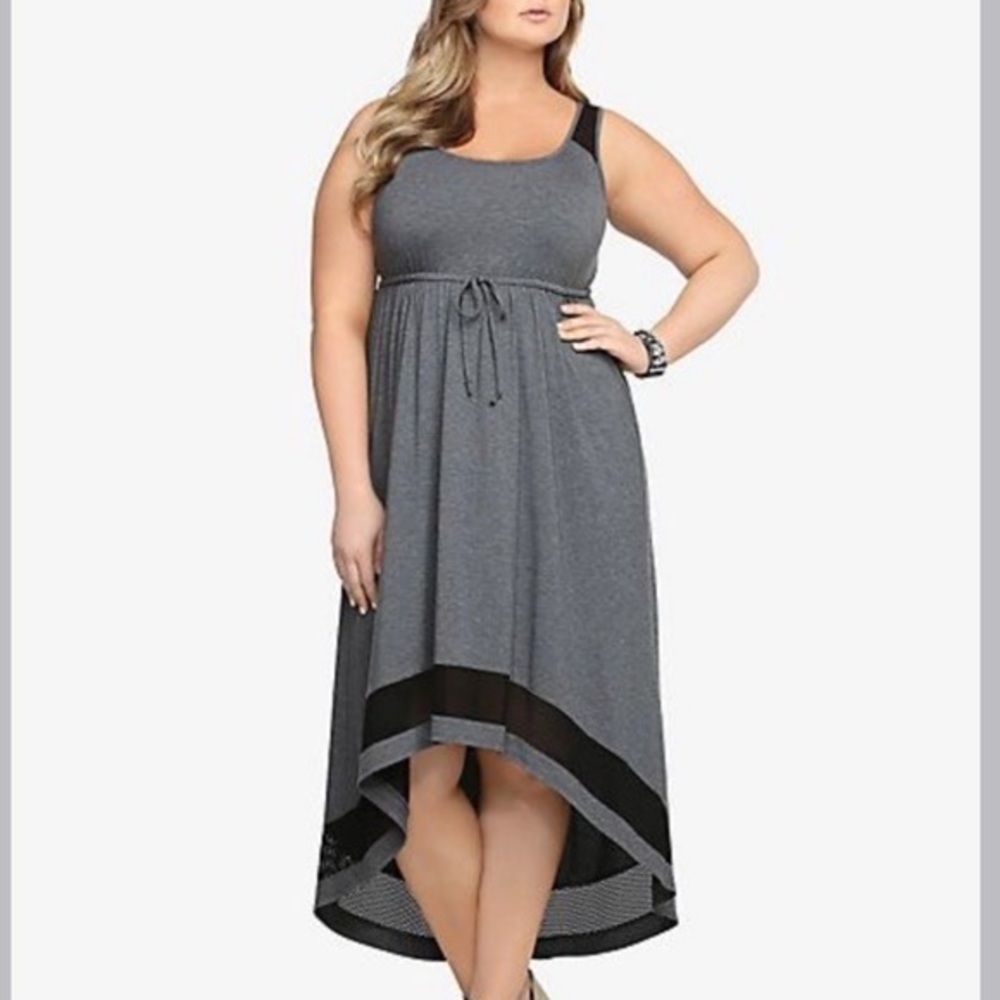 Torrid Women's Hi-Low Grey Black Mesh Dress Size 2